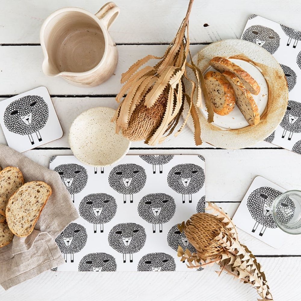 SNOOZY SHEEP CORK PLACEMAT SET 4 - Hunt & Gather Home