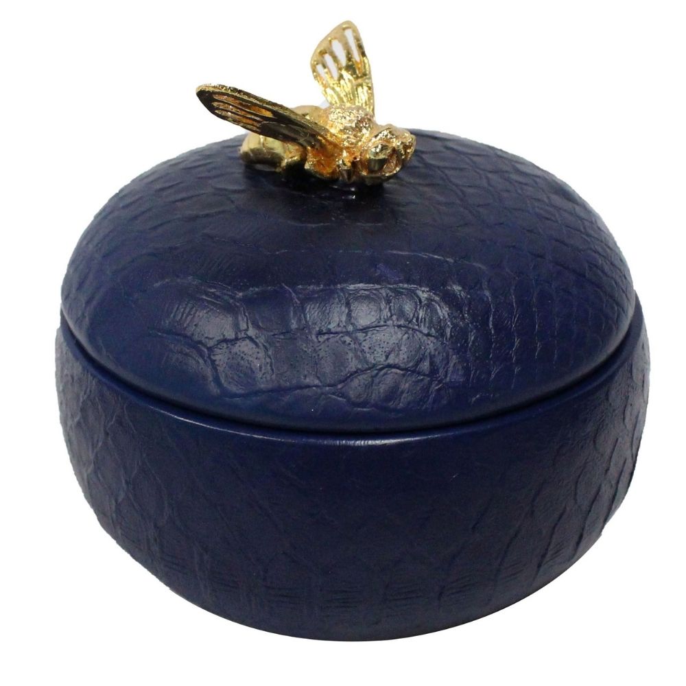 NAVY ROUND BEE BOX SILVER - Hunt & Gather Home